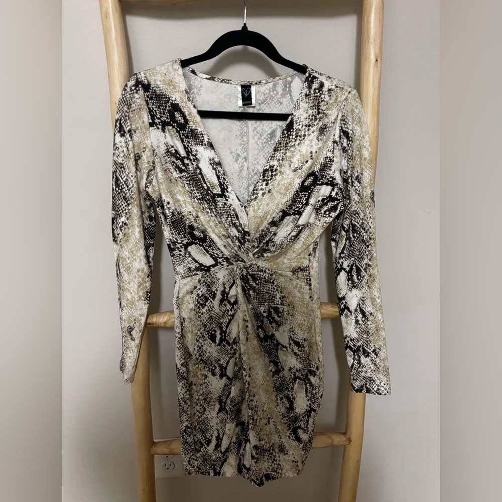 Windsor Snakeskin Long Sleeve Dress